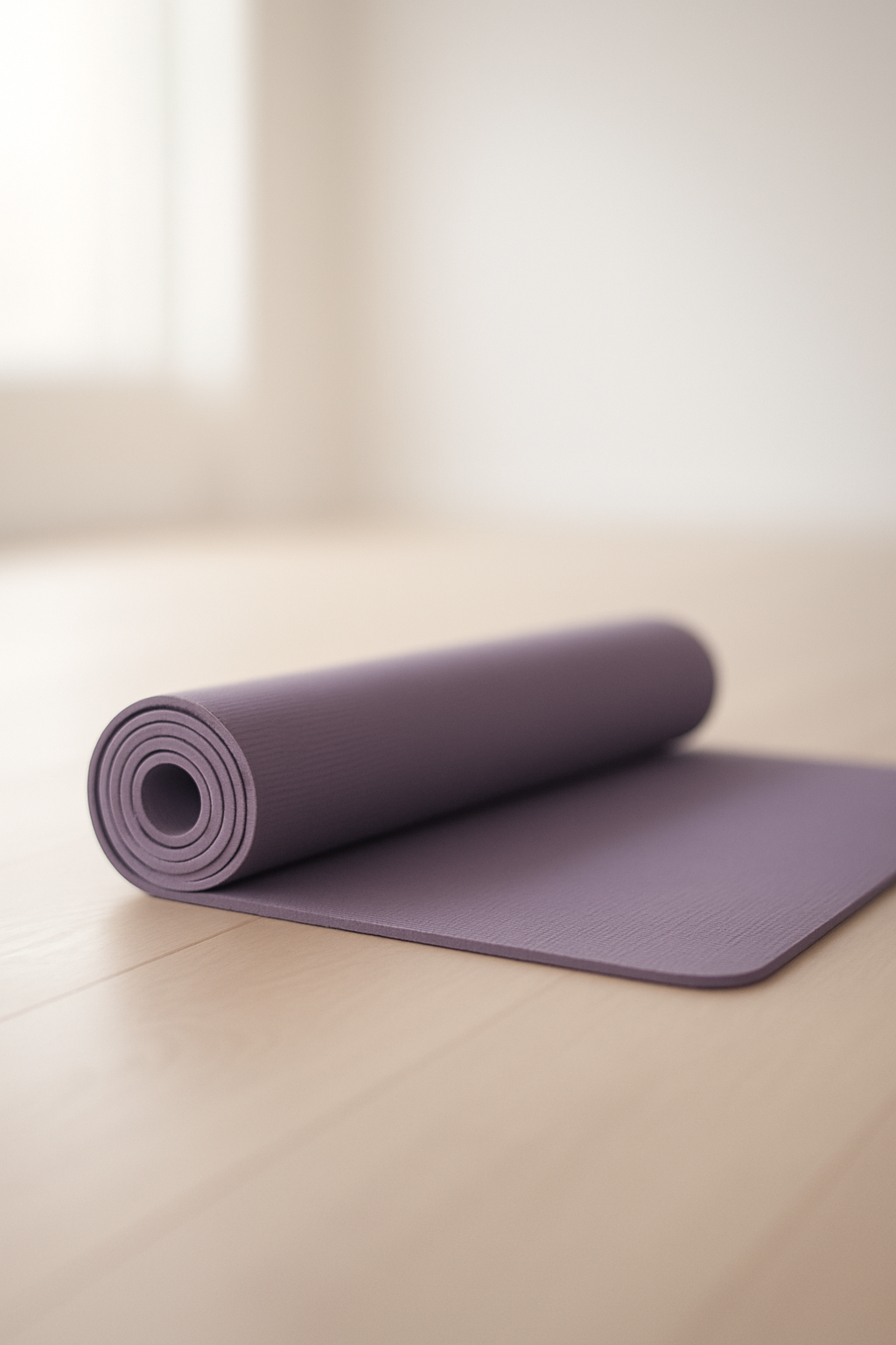 Yoga mat in bright studio